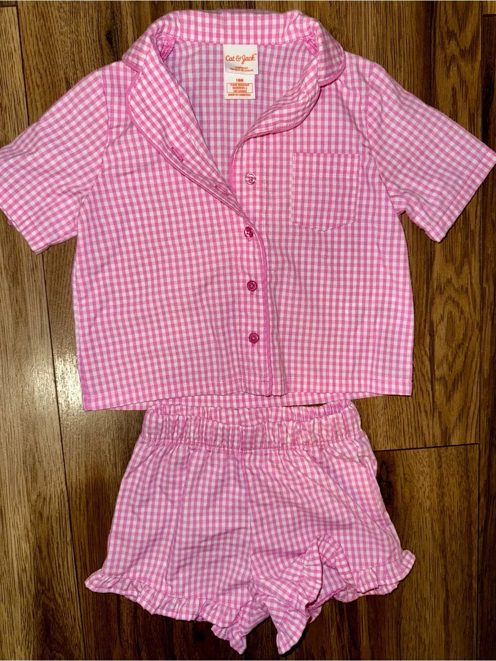 Cat & Jack Pink Gingham 18M Girls' Short Pajama Set